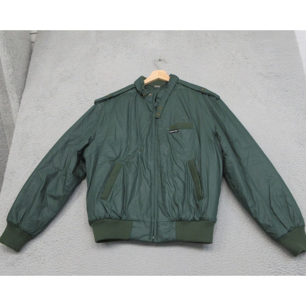 Members Only Bomber Jacket Men 40 Green Iconic Racer Full Zip Lined Streetwear